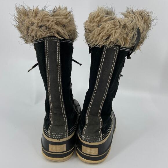 Sorel Joan of Arctic Snow Boots Leather Rubber Faux Fur Waterproof Black Size 7 - Picture 7 of 13